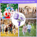 BOMOCO Bubble Gun,125 Holes Bubble Machine Bubbles for Kids 3-12,Bubble Blaster Gun with Bubble Solution Summer Outdoor Bubble Toys Birthday Wedding Halloween Party Favors Gifts Bubble Maker,Purple