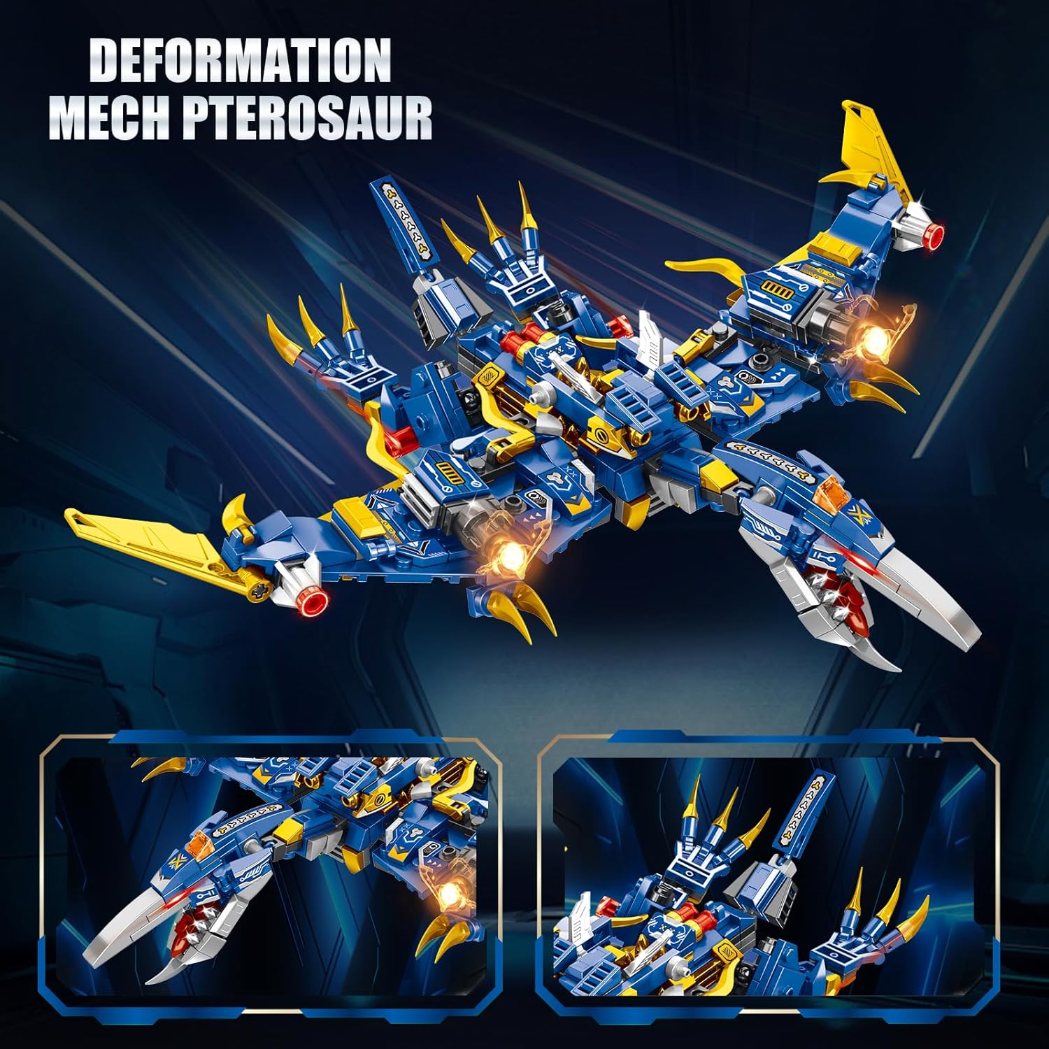 STEM 2 in 1 Pterosaur Dinosaur Building Kits, Transforming Mech Robot Building Sets for Kids Boys 6-10, Compatible with Lego Dinosaur Park World, Educational Gift Toy for Adults (511 PCS)