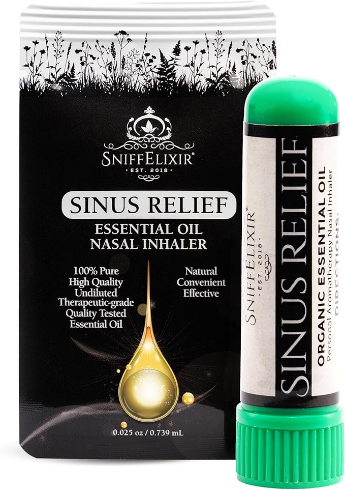 Nasal Inhaler for Sinus Relief, Made with Organic Essential Oils - Aromatherapy Stick with Peppermint & Tea Tree for Stuffy Nose & Congestion
