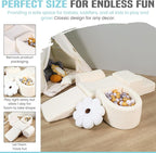 Foam Climbing Blocks - Climbing Toys for Toddlers 1-3 Inside - Soft Play Set for Babies - Indoor Activity Soft Playset for Baby 6-12 Months - Sherpa Fabric - 5 PCS - Balls NOT Included