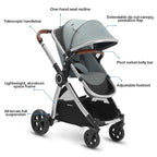 Mompush Ultimate 2 Baby Stroller for Infant and Toddler with Newborn Mode and Reversible Seat, All-Terrain Stroller with All-Wheel Suspension, Includes Car Seat Adapter and Large Storage Basket