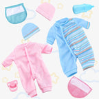 Toy Choi's Twin Baby Dolls - 12 inch Two Soft Black Body Babydoll with Rompers, Hat and Pacifier, Doll Bibs, Dolls Play Set for 2 3 4 5 Year Old Boys and Girls Gift