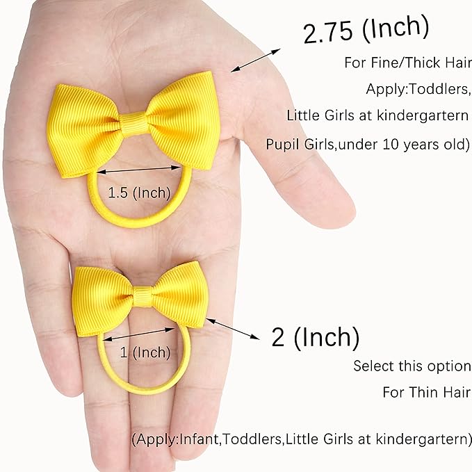 CÉLLOT Toddler Hair Accessories - 40pcs 2.75" Elastics Rubber Ribbon Bands, Bows for Baby Girls, Kids & Children