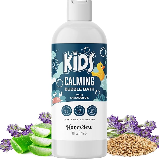 Lavender Bubble Bath for Kids with Aloe - Sudsy Baby and Kids Bath Wash with Relaxing Lavender Oil and Nourishing Barley Seed Extract Enriched with Aloe Vera - Sulfate and Paraben Free (16 Fl Oz)