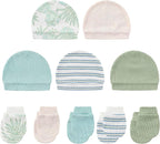Baby Hat and Mittens Set Cotton Newborn Baby Hats Caps for Boys and Girls, 0-6 Months