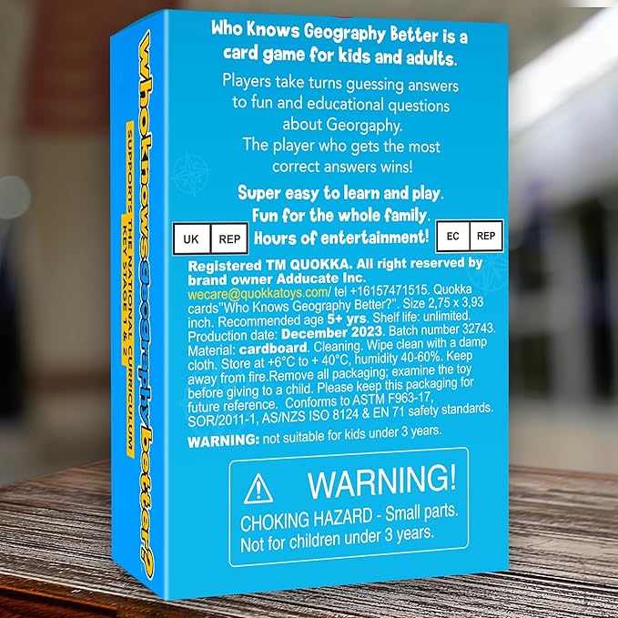 QUOKKA Who Knows Better? - Geography - Family Card Trivia Game | Fun Learning & Educational Questions for Families | Suitable for Boys & Girls
