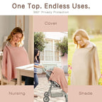 2 Pack Nursing Covers 100% Cotton Breastfeeding Cover Privacy Muslin Full Coverage Nursing Scarf Gift Box (Linen & Dusty Pink)