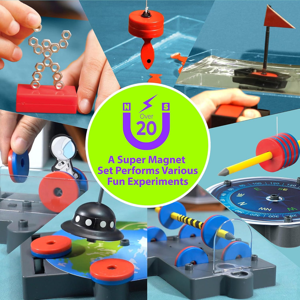 4M - STEAM Magnet Exploration - Hands-On Science Kit with Magnetic Toys Experiments for Kids Ages 5+ - Includes Magnet Toys Wand, U-Shaped Magnet, Racers, Yacht & More - Educational STEM Toy Gift