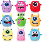 Libima 9 Pcs Mini Stuffed Animals Keychains 3.15 Inch Small Plush Cute Ornaments Bulk Toys for Baby Shower Birthday Party Decors Gift Bags Fillers Halloween Christmas Basket Stuffers(Fluffy Monsters)
