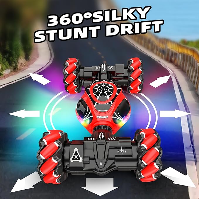 Spider Remote Control Car Gesture Sensing Hand Controlled Stunt Car, 4WD Drift Twist Off-Road Vehicle with Light Music, Birthday Xmas Gifts Suitable for Boys and Girls