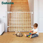 Babelio 26-43" No Bottom Bar Baby Gate for Babies, Elders and Pets, 2-in-1 Hardware Mount Dog Gate for The House, Stairs and Doorways, with Large Walk Thru Door, White
