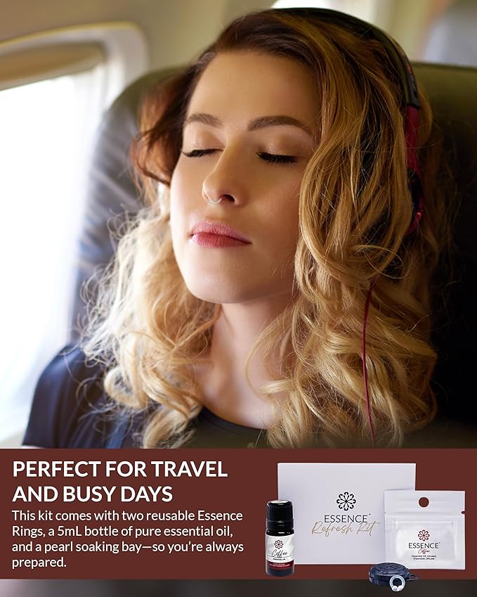 Essence Wearable Aromatherapy Nasal Diffuser – Coffee Essential Oil Nose Ring Silicone Inhaler for Stress & Mood Support - Made in USA & Travel-Friendly