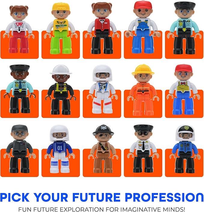 Playmags Large Magnetic Figures Community Set of 15 Pieces – 3” Play People Perfect for Magnetic Toys Building Blocks - STEM Learning Toys for Kids – Magnet Tiles Expansion Accessories Pack