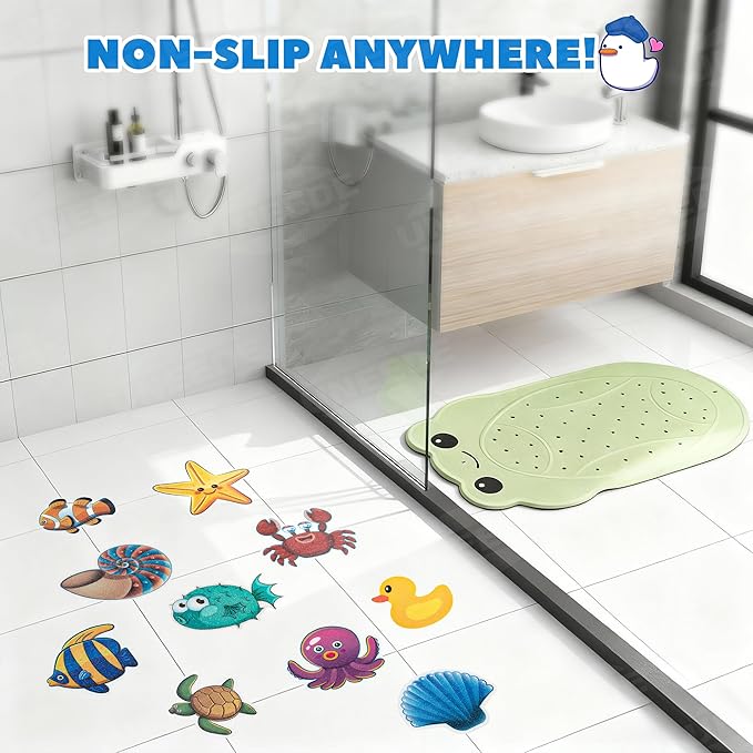 UNEEDE Kids Bathtub Mat with 24PCS Non Slip Bathtub Stickers, Non Slip Shower Mat for Toddlers, Washable Anti Slip Tub Surface, Soft Rubber Mat for Bathtub Shower, Waterproof Bathtub Essentials