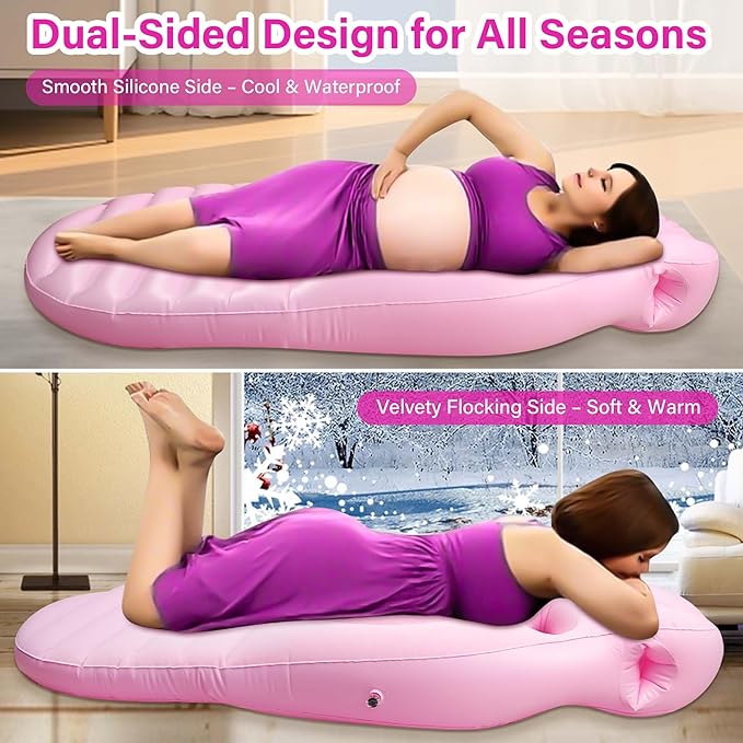 Inflatable Pregnancy Pillow with Belly & Head Hole – Full Body Maternity Airbed for Stomach Sleeping, Back Pain & SPD Relief – Comfortable, Portable & Includes Electric Pump Pink