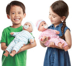 Melissa & Doug Mine to Love Twins Luke & Lucy 15” Light Skin-Tone Boy and Girl Baby Dolls with Rompers, Caps, Pacifiers - Twin Baby Dolls, First Baby Dolls for Toddlers 18 Months and Up