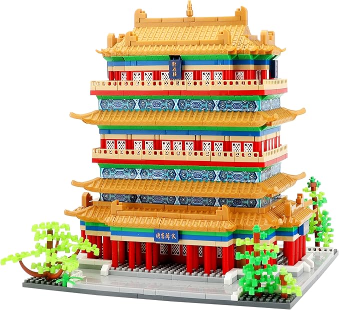 Chinese Architecture Micro Building Blocks Set Stork Tower Collectible 2196PCS Creative Toy Building Sets for Adults and Kids Age 14+