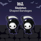 BioSwiss Bandages, Halloween Skeleton Shaped Self Adhesive Bandage, Latex Free Sterile Wound Care, Fun First Aid Kit Supplies for Kids, 50 Count