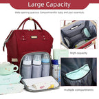 Diaper Bag Backpack, Diaper Bags for Baby Girls Boys, Baby Bags for Moms Dads, Nappy Changing Bag with Insulated Pockets,Multi-functional Waterproof Backpack with Stroller straps-Red