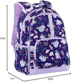 Choco Mocha Sloth Backpack for Girls, Elementary School Backpack for Girls Ages 6-8 Kids Kindergarten Backpack Bookbag 17 Inch with Chest Strap, Purple