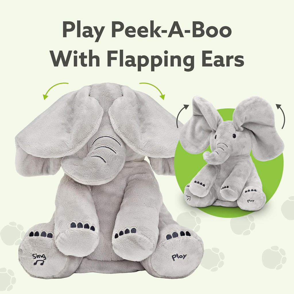 Tippi Peek a Boo Elephant Toy - Interactive Singing Elephant Teddy with Flapping Ears - for Newborn Baby Boys or Girls - Peekaboo Soft Toy for Babies 0-12 Months +