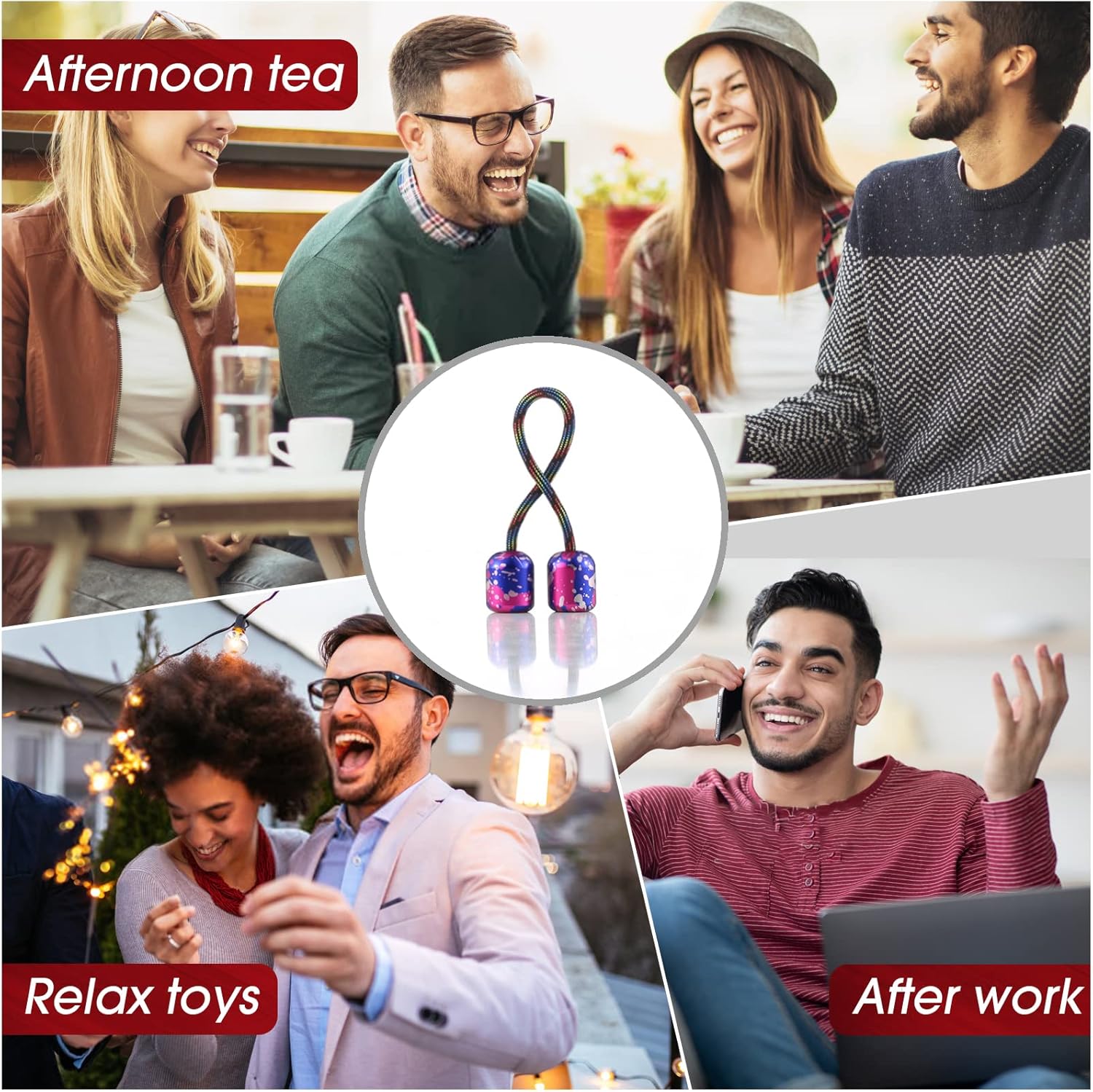 Begleri Fidget Beads - Worry Fidget Beads Spin & Bump - Made of Aluminum Alloy - for Men Women Youngs Skill Players Creates a Bit of Magic for You (UFO-Black Blue&White)