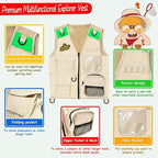 ESSENSON Outdoor Explorer Kit & Bug Catcher Kit with Vest, Outdoor Toy Gift for 3 4 5 6 7 8+ Year Old Boys Girls Kids Binoculars, Magnifying Glass, Butterfly Net, Camping, Adventure