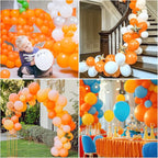 RUBFAC 129pcs Orange Balloons Different Sizes 18/12/10/5 Inches, Burnt Orange Fall Balloon Arch Kit Garland for Halloween Thanksgiving Party Baby Shower Birthday Decoration