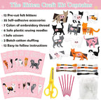 CiyvoLyeen Kitten Craft Kit Kids DIY Crafting and Sewing Set Kitty Cat Stuffed Animal Felt Plushies for Girls and Boys Educational Beginners Sewing Gift Ideas