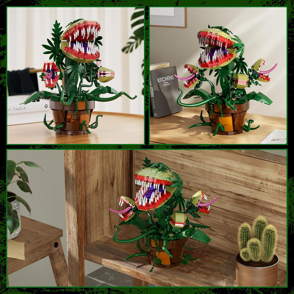 Piranha Plant Audrey II 2 Building Blocks Set, Toys Kit Horrors Flower Shop Decoration Gift for Tv Film Fans Families Friends 12+ On Halloween Birthday Christmas