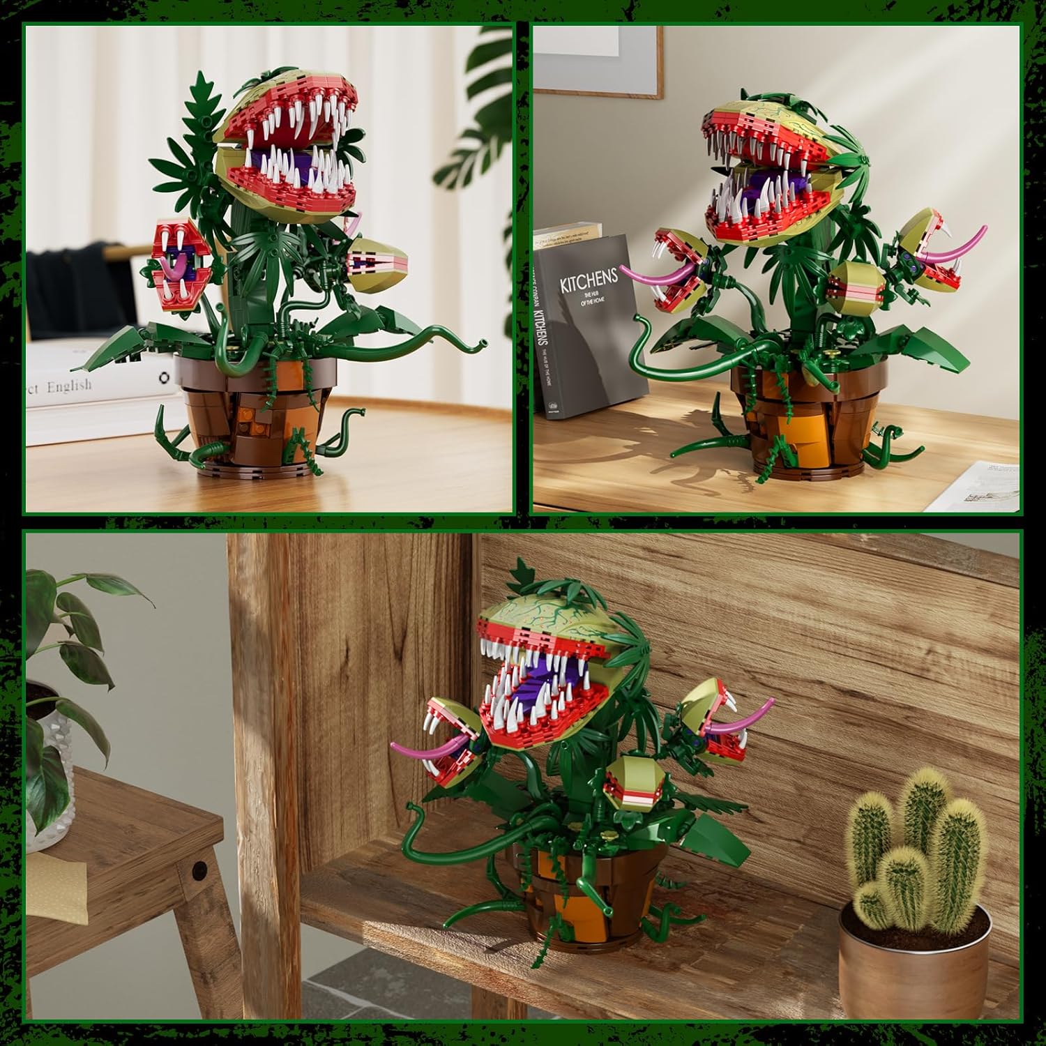 Piranha Plant Audrey II 2 Building Blocks Set, Toys Kit Horrors Flower Shop Decoration Gift for Tv Film Fans Families Friends 12+ On Halloween Birthday Christmas