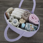 Baby Diaper Caddy Organizer Cotton Rope Nursery Storage Bin Basket Portable Holder Tote Bag for Changing Table Car Travel Baby Shower Gifts Newborn Essentials Registry Must Have Purple or Lavender