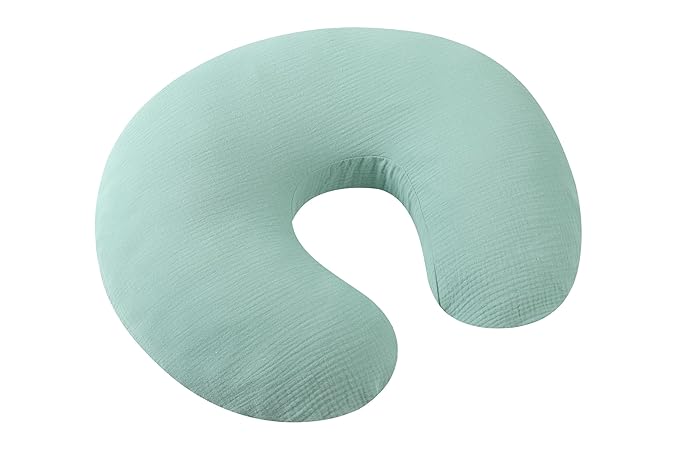 Onacosht Muslin Nursing Pillow Cover Soft 100% Cotton Feeding Pillow Slipcover Fits Standard Infant Nursing Pillow for Boy and Girl, Green