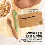 KeaBabies Silicone Baby Spoons, Self Feeding 6-12 months - 3-Pack Baby Weaning Eating Utensils, Toddler First Food Training Spoon, Infant, Kids Feeding Supplies Essential Set, Dishwasher-safe (Desert)