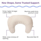 Boppy Nursing Pillow - Ergonomic Bottle & Breastfeeding Pillow with High, Firm, Large Area, Water-Repellent Cushion with Washable Cover; Baby Safety Alliance Verified - Oatmeal Boucle