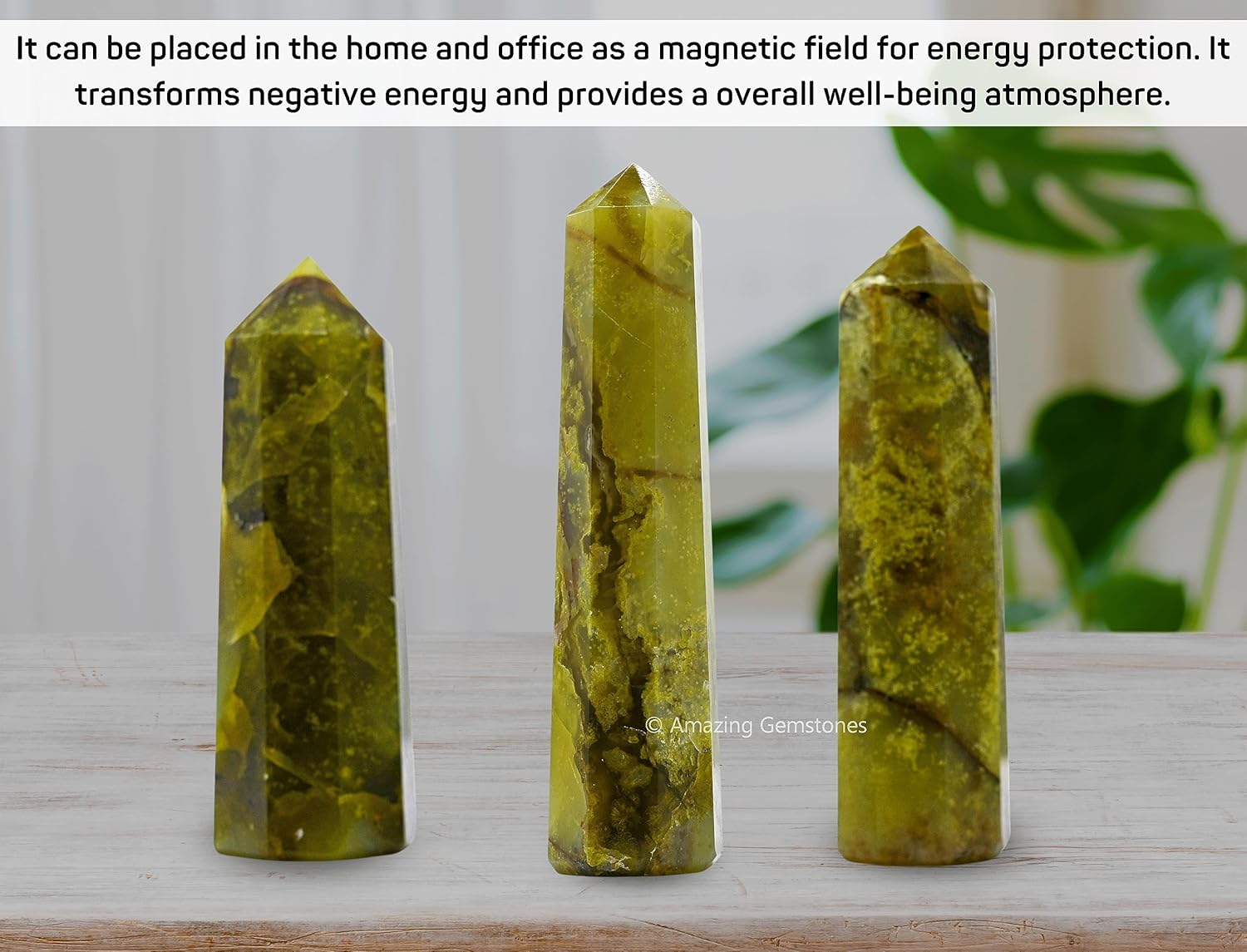Amazing Gemstone Green Opal Crystal Towers - Natural Healing Crystal Point Obelisk for Reiki Healing and Crystal Grid (2 Inch to 3 Inch)