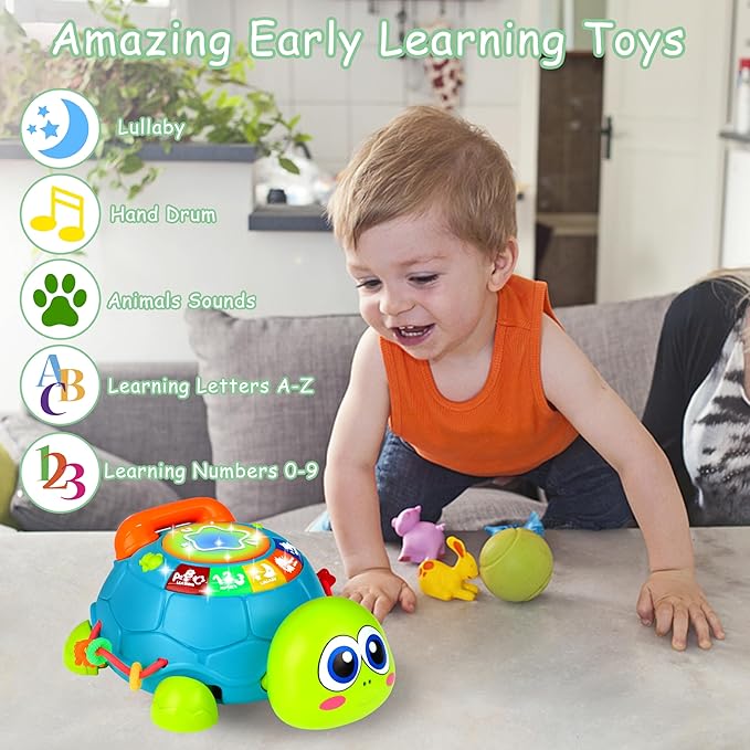 KWYZ Baby Toys 6-12 Months, Musical Turtle Crawling Baby Toys for 12-18 Months, Tummy Time Toys with Light & Sound, Infant Toy 0-3 3-6 6-18M Birthday Gifts for 1 2 Year Old Boy Girl