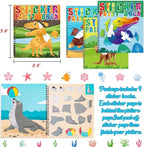 90shine 4PCS Sticker Books for Kids Ages 4-8 Includes Underwater Pet Dinosaur Rainbow Themed Multiple Designs Party Gift Create 44 Pictures