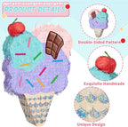WERNNSAI Ice Cream Piñata - Summer Ice Cream Party Decorations for Kids Girls Birthday Pink Pinata Game Candyland Sweet Theme Party favors supplies with Bat Blindfold