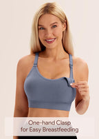 Angelhood Nursing Bras for Breastfeeding, Ribbed Nursing Sports Bra Yoga Maternity Bras Pregnancy Sleep Bralette