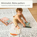 Baby Play Mat for Floor – 4x6ft Boho | Soft Non Toxic Premium EVA Foam Tiles for Tummy Time, Crawling & Playroom – Waterproof Interlocking Floor Mat for Babies & Toddlers by Lillefolk (6 Tiles)