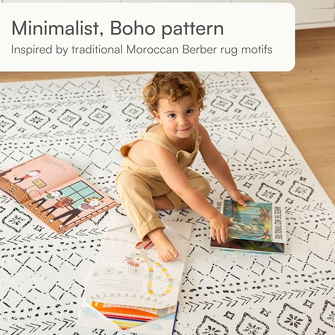 Lillefolk Baby Play Mat for Floor – 6x8ft Boho | Soft Non Toxic Premium EVA Foam Tiles for Tummy Time, Crawling & Playroom – Waterproof Interlocking Floor Mat for Babies & Toddlers (12 Tiles)