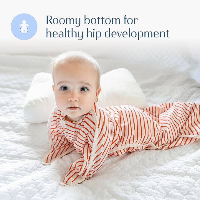 SleepingBaby Zipadee-Zip Transition Swaddle - Cozy Baby Swaddle Blanket with Zipper Convenience - Roomy Wearable Blanket for Easy Diaper Changes - Stripes Strawberry/Cream, X-Small (3-6 Month)