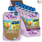 Plum Organics Stage 2 Organic Baby Food - Pear, Blueberry, Avocado, and Granola - 3.5 oz Pouch (Pack of 6) - Organic Fruit and Vegetable Baby Food Pouch