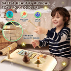 LOOIKOOS Kids Drum Set Toddler Musical Instruments Set Wooden Percussion Instrument Xylophone for Kids Montessori Toys Preschool Educational Musical Toys