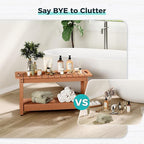 35" Shower Bench, Waterproof Poly Lumber Shower Stool for Shaving Legs, Shower Chair Seat Holds up to 400lbs, Bathroom Bench for Inside Shower, Non-Slip (Brown)