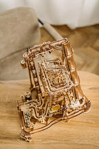 Wood Trick Wooden Marble Run Spiral Electric Motorized - Wooden 3D Puzzles for Adults and Kids to Build - 13x13 - Roller Coaster Mechanical Wooden Model Kits for Adults and Teens to Build