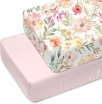 Baby Girls Crib Sheets | 2 Pack Floral & Solid Pink Ultra-Soft Bedding for Crib Mattress and Toddler Beds |Blended Cotton Fitted Crib Sheet for Baby Girls Comfort and Elegance by Max&So