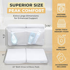 Bath Kneeler and Elbow Rest Pad, Extra Thick Baby Bath Kneeling Pad and Elbow Pad for Bathtub. Bath Tub Elbow Pad with Infant Toy and Baby Accessories Organizer, Off White Color