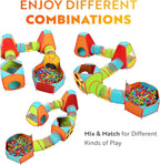 Playz 7pc Kids Play Tent with 1 Big Ball Pit for Babies, 3 Play Tunnel for Toddlers, and 3 Pop Up Tents Playhouse Bundle, Best Birthday Gift for Boys & Girls, Indoor & Outdoor Use Portable Play Center